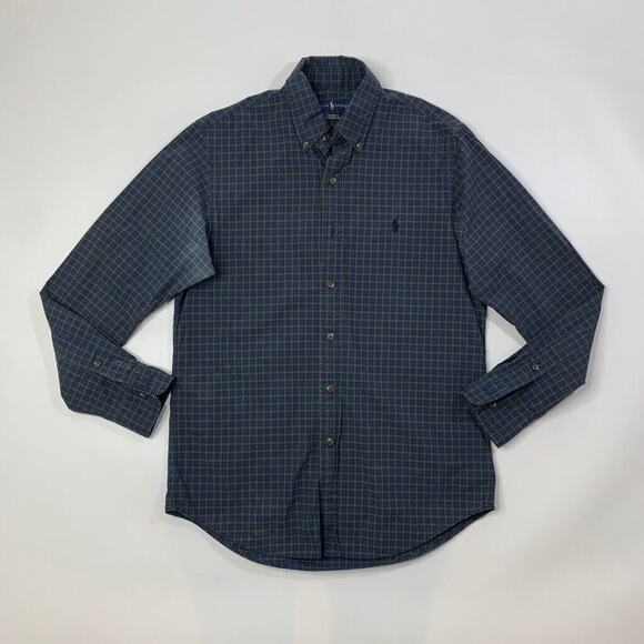 Ralph Lauren Shirt Mens S Royal Blue Cotton Stretch Check Classic Fit *READ - Picture 2 of 10